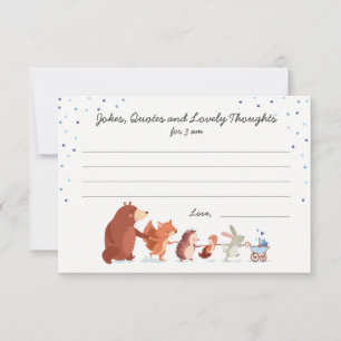 Woodland baby shower Boy Blue Diapers game card