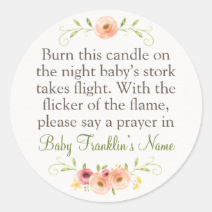 Woodland Baby Shower Candle Favour Classic Round S Sticker
