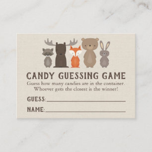 Woodland Baby Shower Candy Guessing Game Cards