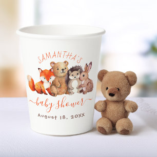 Woodland Baby Shower Cute Animals Watercolor Paper Cups