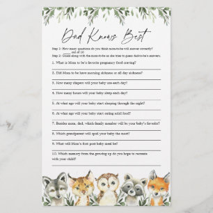 Woodland Baby Shower Dad Knows Best Game