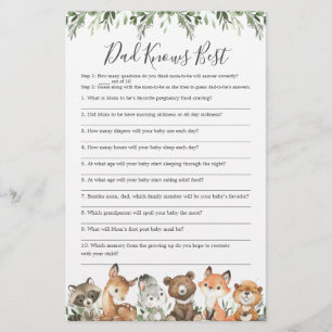 Woodland Baby Shower Dad Knows Best Game