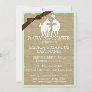 Woodland Baby Shower Deer and Burlap Invitation