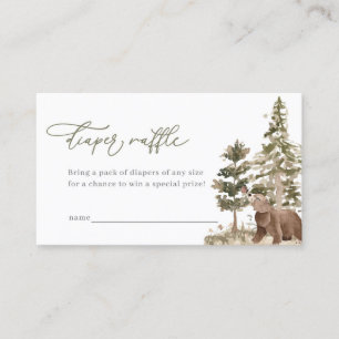 Woodland Baby Shower Diaper Raffle Card