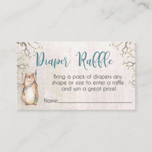 woodland  baby shower  diaper raffle cards