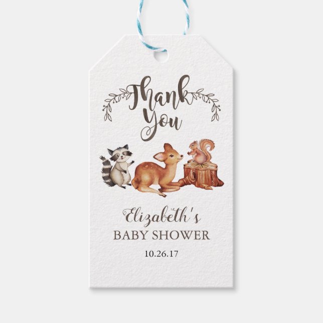 Woodland Baby Shower Favour Tags (Front)