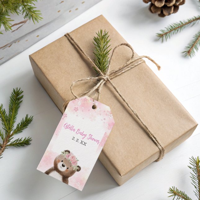 Woodland Baby Shower floral Gift Tag (Creator Uploaded)