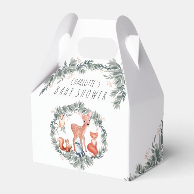 Woodland Baby Shower Forest Animals Favour Box (Front Side)