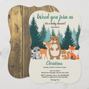 Woodland Baby Shower Forest Animals Greenery Invitation