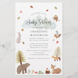 Woodland Baby Shower Forest Animals Stationery