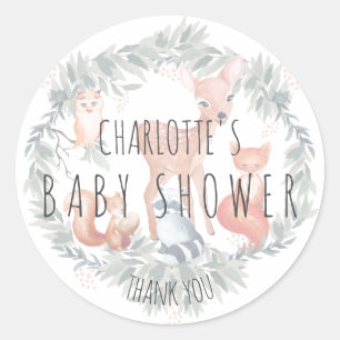 Woodland Baby Shower Forest Animals Sticker