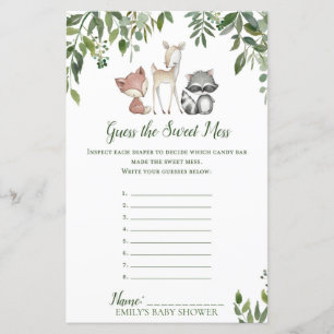 Woodland Baby Shower Game - Guess Sweet Mess