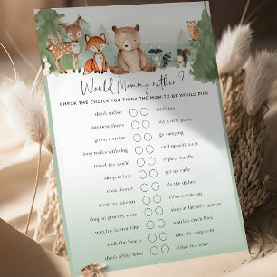 Woodland Baby Shower Game Would Mummy Rather?