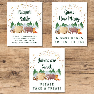 Woodland Baby Shower Games Favours Poster Set