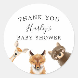 Woodland Baby Shower Gender Neutral Favor   Classic Round Sticker