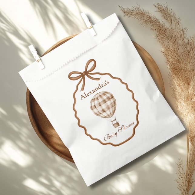 Woodland Baby Shower Gingham Neutral Favour Bag (Creator Uploaded)