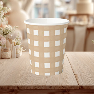 Woodland Baby Shower Gingham Neutral Paper Cups
