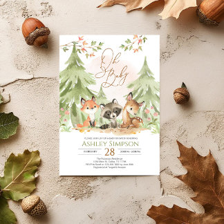 Woodland Baby Shower Greenery Forest Animal Invita Invitation