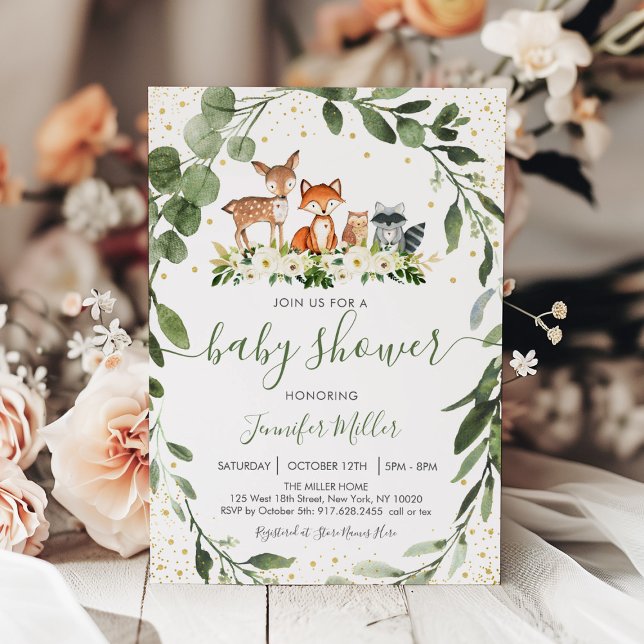 Woodland Baby Shower Greenery Forest Animal Invitation (Creator Uploaded)