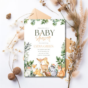 Woodland Baby Shower Greenery Rustic Neutral Invitation