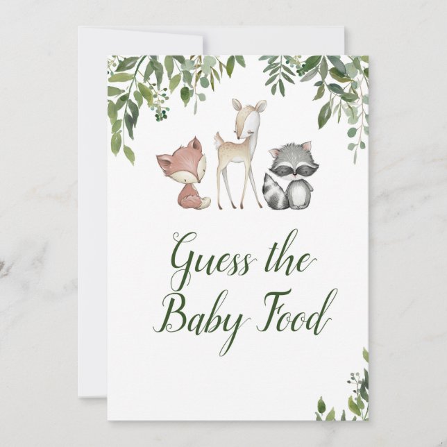 Woodland Baby Shower - Guess the Baby Food Game Invitation (Front)