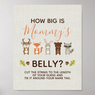 Woodland Baby Shower How Big is Mummy's Belly Game Poster