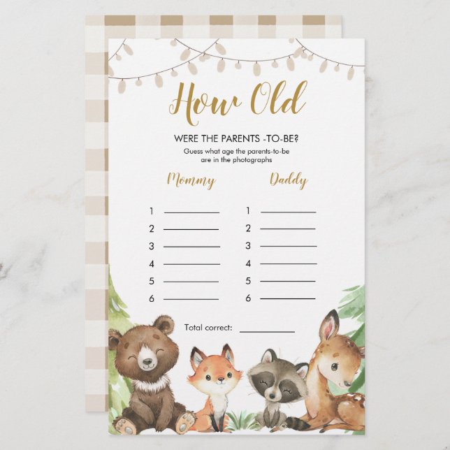 Woodland Baby Shower How Old were The Parents (Front/Back)