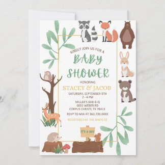 Woodland baby shower invitation