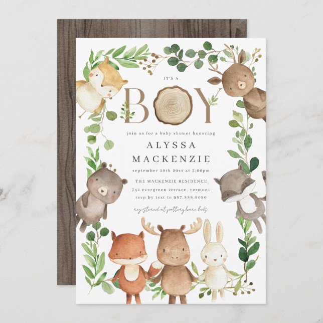 Woodland Baby Shower Invitation (Front/Back)