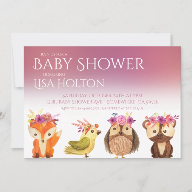 Woodland Baby Shower Invitation (Front)