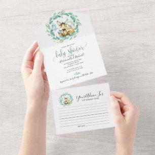 Woodland Baby Shower Invitation & Advice Card