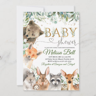 Woodland Baby Shower Invitation Boy, Bear Fox