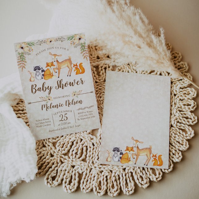 Woodland Baby Shower Invitation Deer Fox Animal (Creator Uploaded)