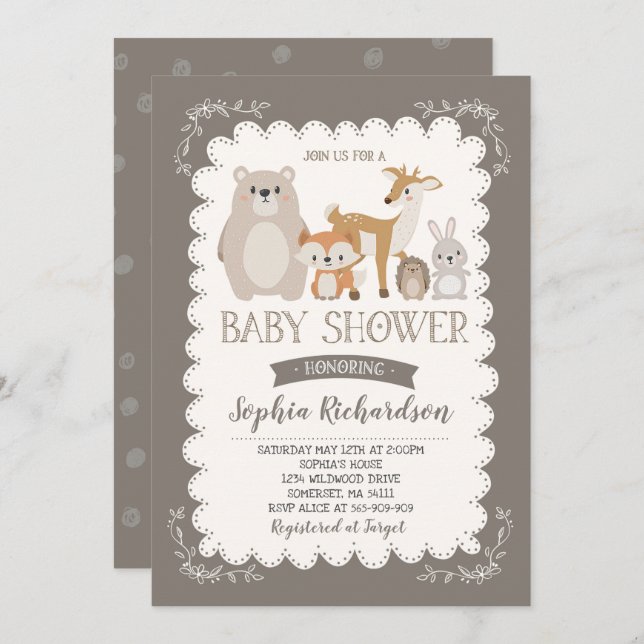 Woodland Baby Shower Invitation Whimsical Shower (Front/Back)