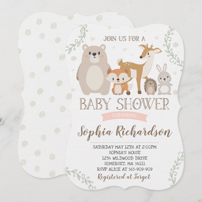 Woodland Baby Shower Invitation Whimsical Shower (Front/Back)