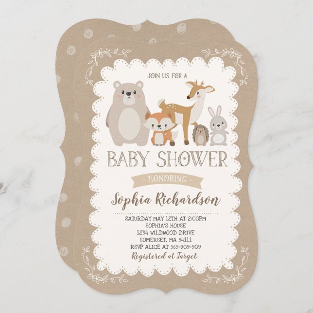 Woodland Baby Shower Invitation Whimsical Shower (Front/Back)