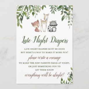 Woodland Baby Shower - Late Night Diapers Game Invitation