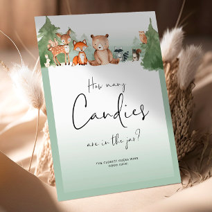 Woodland Baby Shower Mini Sign How Many Candies?