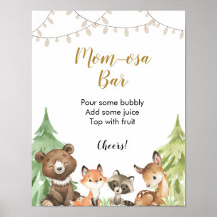 Woodland Baby Shower Momosa Bar Poster