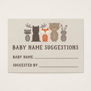 Woodland Baby Shower Name Suggestion Cards