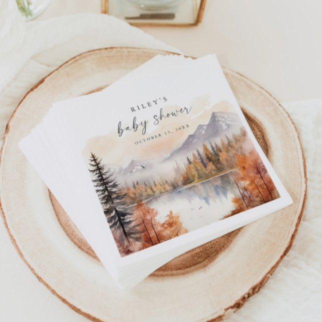 Woodland Baby Shower Paper Napkins Fall Mountains (Creator Uploaded)