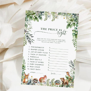 Woodland Baby Shower Price Guessing Game