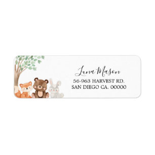 Woodland Baby Shower Return Adress  Address Label