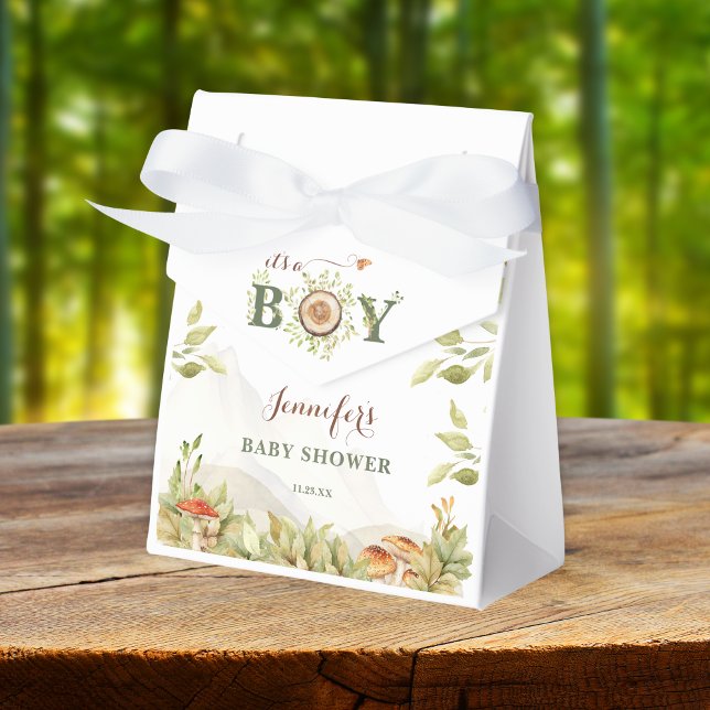 Woodland Baby Shower Rustic Mushrooms Greenery Boy Favour Box (Creator Uploaded)