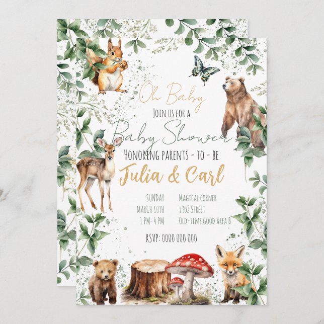 Woodland Baby Shower serries 01  Invitation (Front/Back)