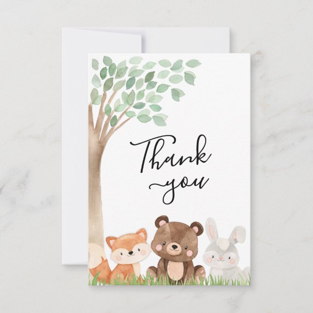 Woodland Baby Shower Thank you Card (Front)