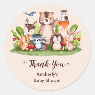 Woodland Baby Shower Thank You Favour Stickers
