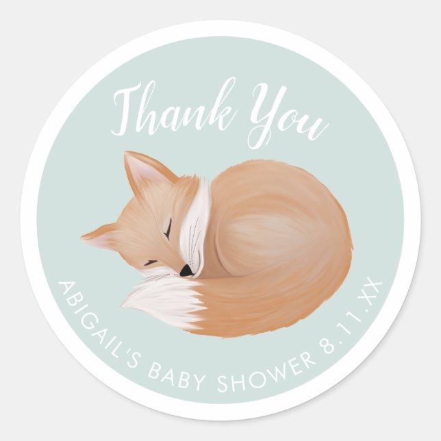 Woodland Baby Shower, Thank You Round Sticker (Front)