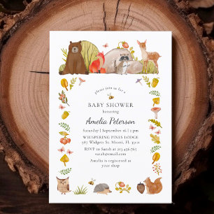 Woodland Baby Shower Watercolor Invitation