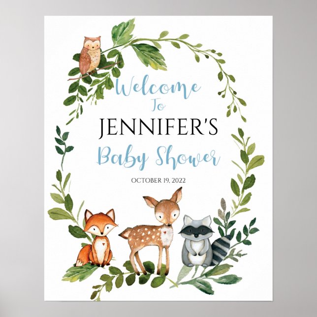 Woodland Baby Shower Welcome Sign (Front)